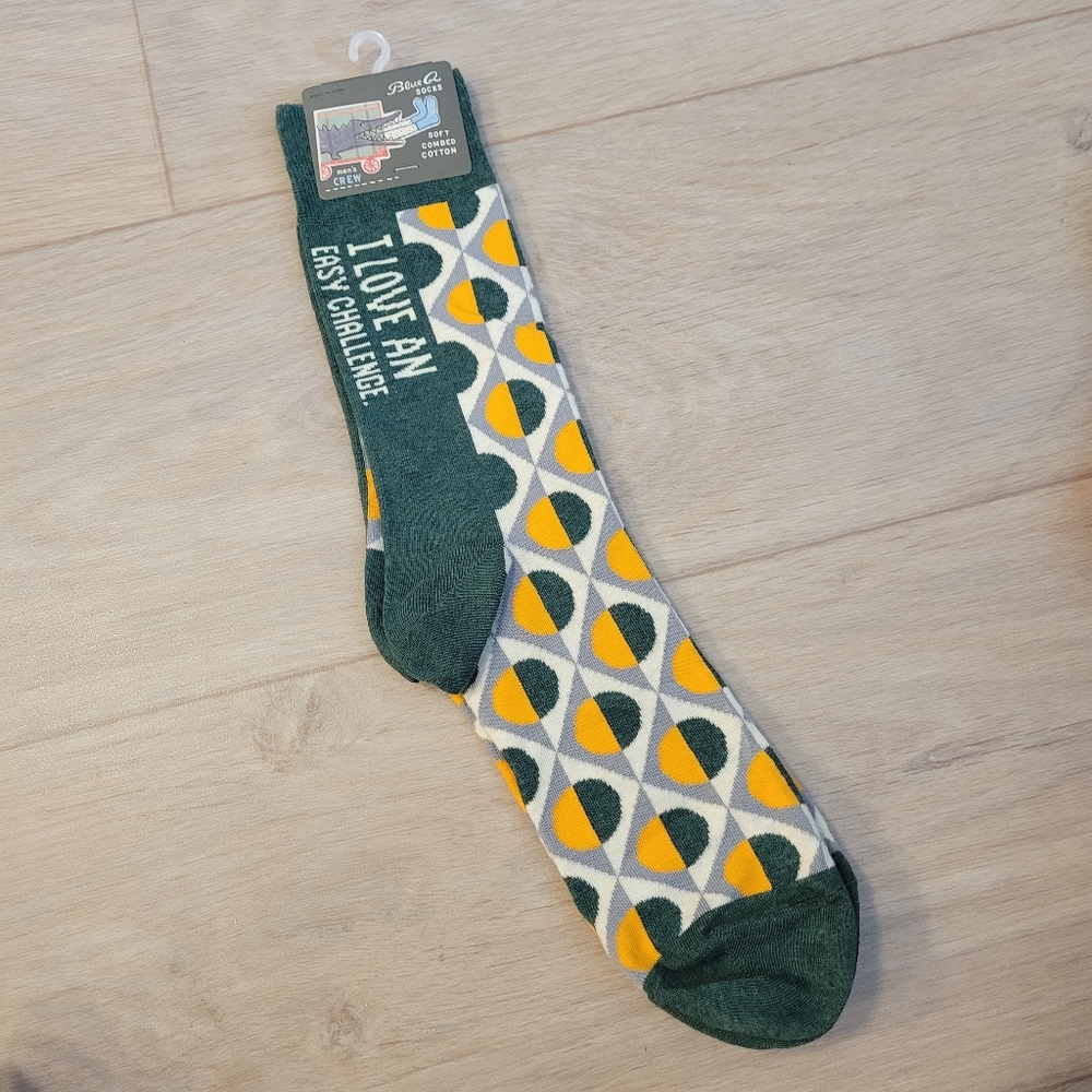 2/$15 I love an easy challenge Crew Socks